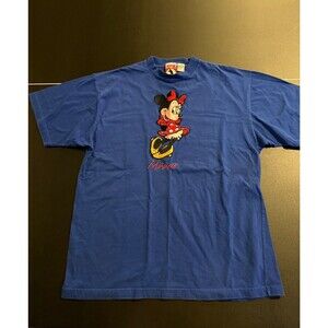 Vintage 90s Mickey Inc. Disney T-Shirt Minnie Mouse Embroidered Blue L/XL